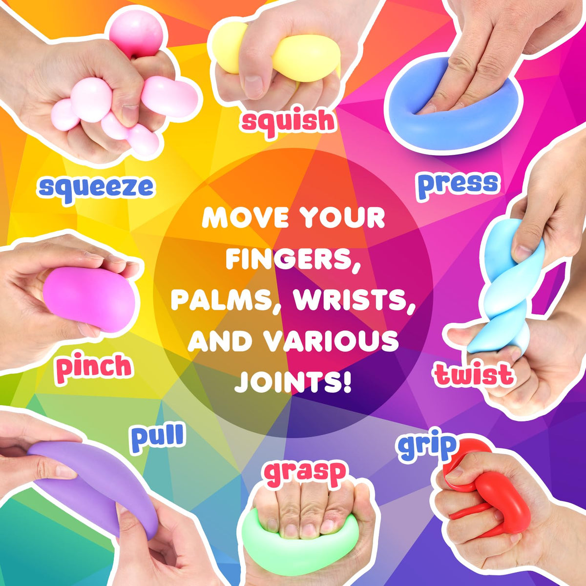 ZaxiDeel stretchy squishy ball bulk demonstrating durable, mess-free fidget toy.