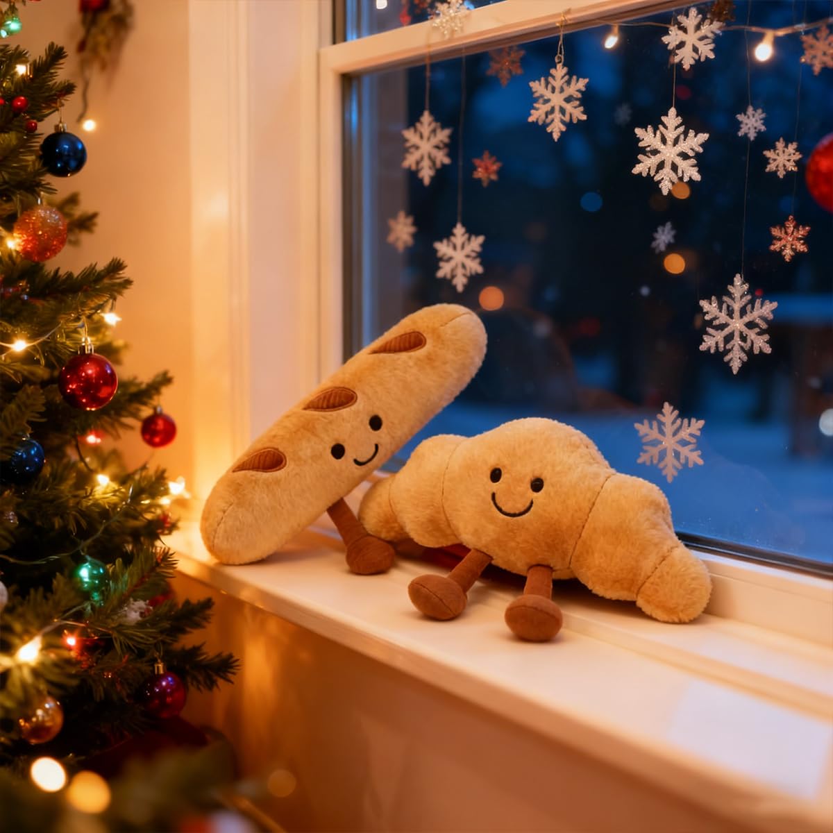 Zaxqerm croissant plush child at bakery play, sparks imaginative pretend play.
