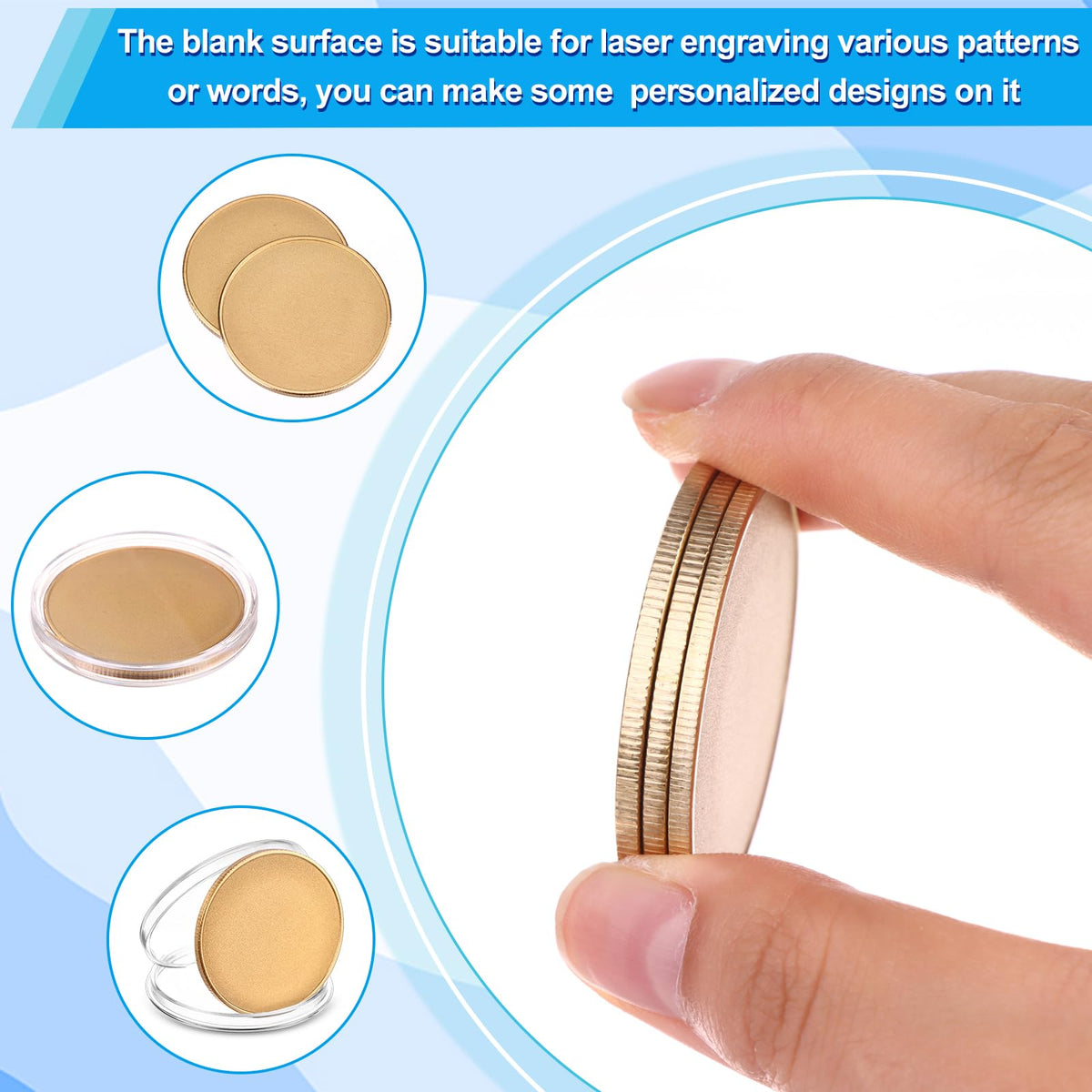 Brass coins from ZBHANSHUIS with clear acrylic protective box for shipping and handling.