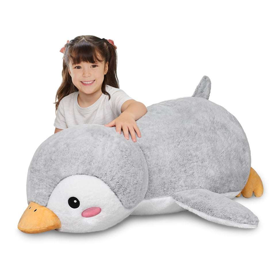 ZBLX Giant Penguin Plush 35-inch cuddle buddy for kids' rooms and playtime.