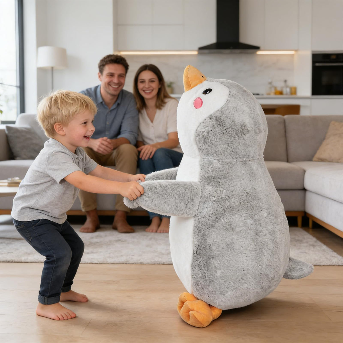 ZBLX Penguin Plush ships vacuum packed; pat and reshape after opening.