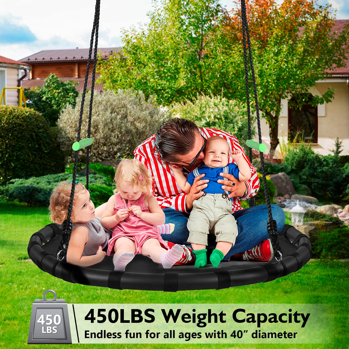 The zbzbml swing offers spacious design for family outdoor fun.