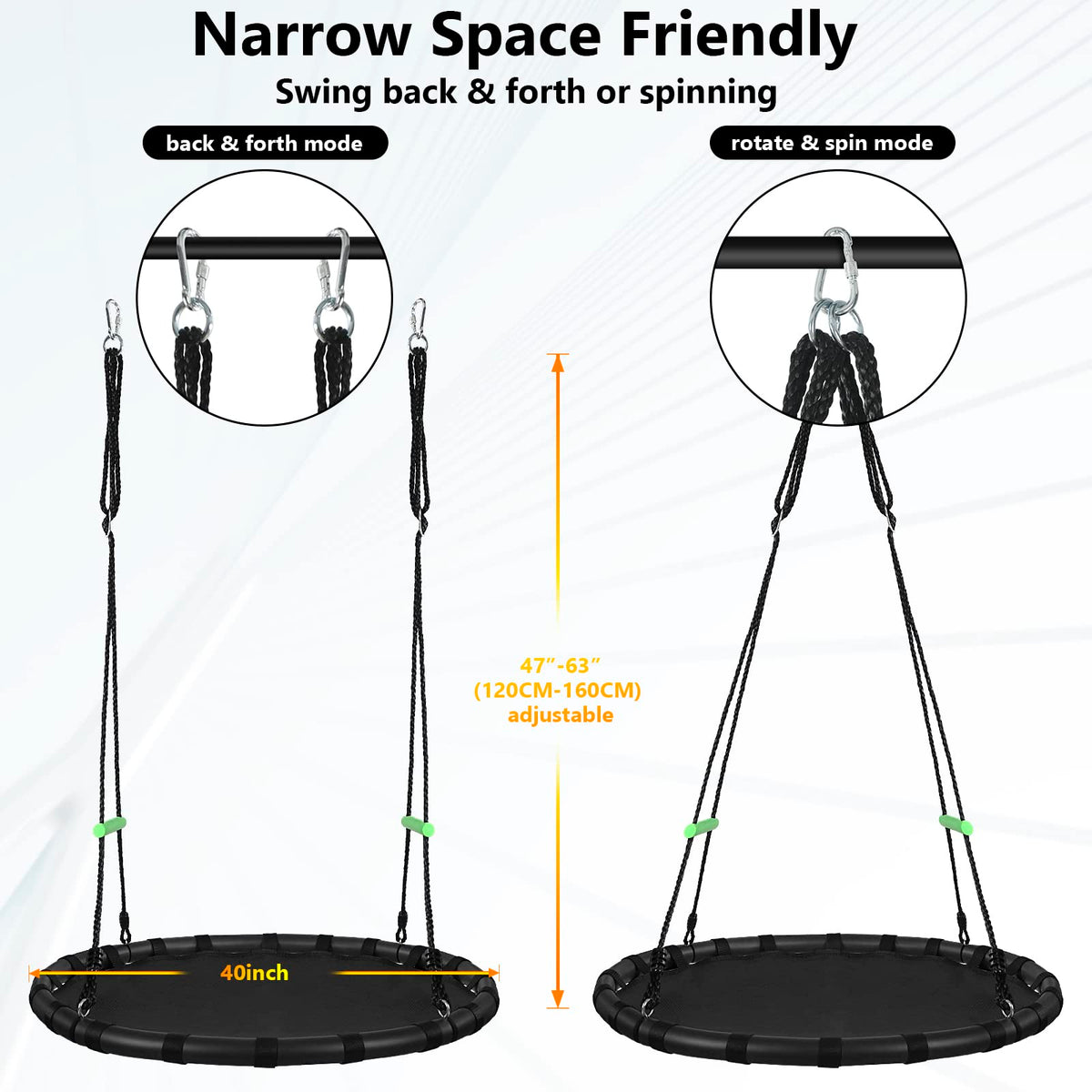 ZBZBML tree swing 450-lb capacity supports family gatherings
