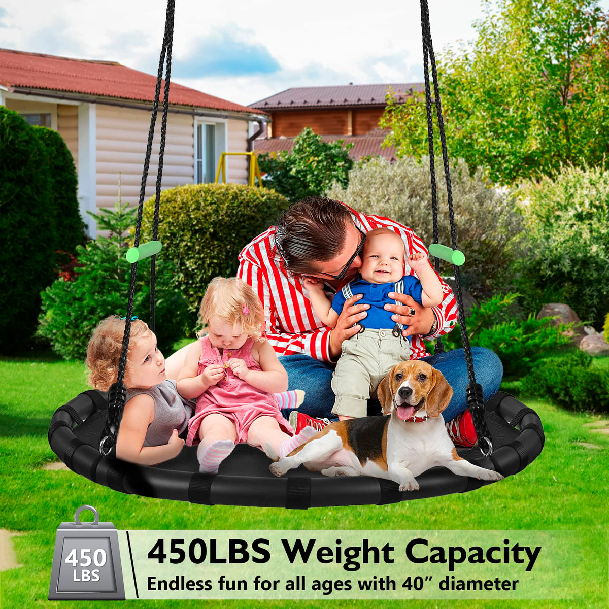 ZBZBML outdoor swing in yard invites shared play and relaxation