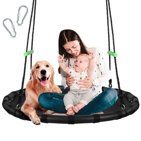 ZBZBML tree swing with PP mat shows sturdy 40-inch diameter play area for family fun