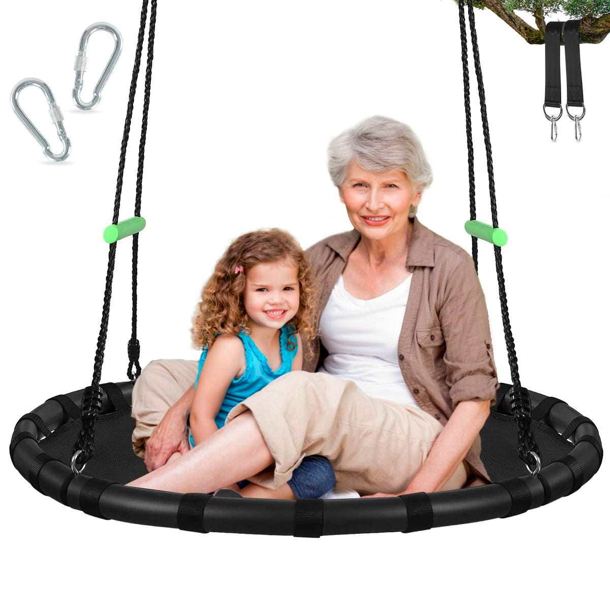 The zbzbml tree swing with PP mat and 40-inch diameter offers roomy outdoor fun.