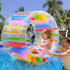 Zcaukya 47-inch giant water wheel outer view with bright colors for eye-catching pool fun