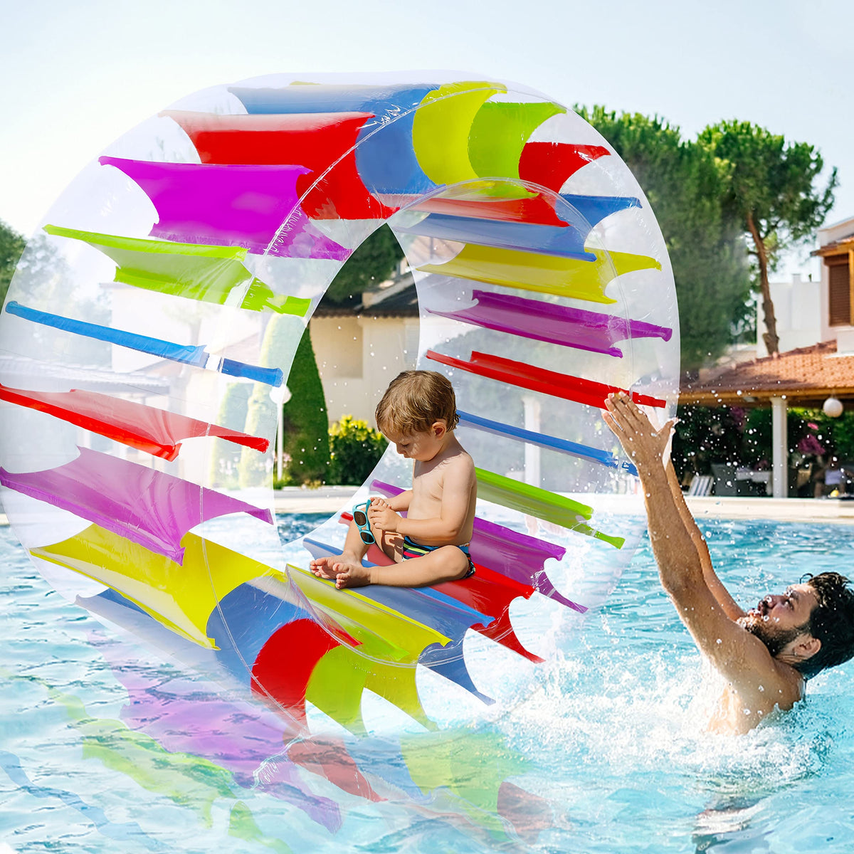 Zcaukya inflatable wheel for indoor-outdoor play and family activities.