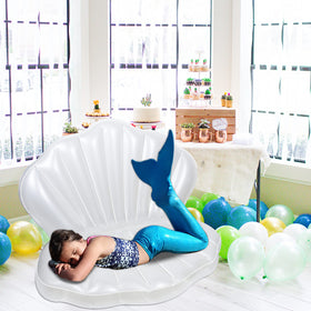 Zcaukya mermaid-themed birthday party decor with sea-shell float