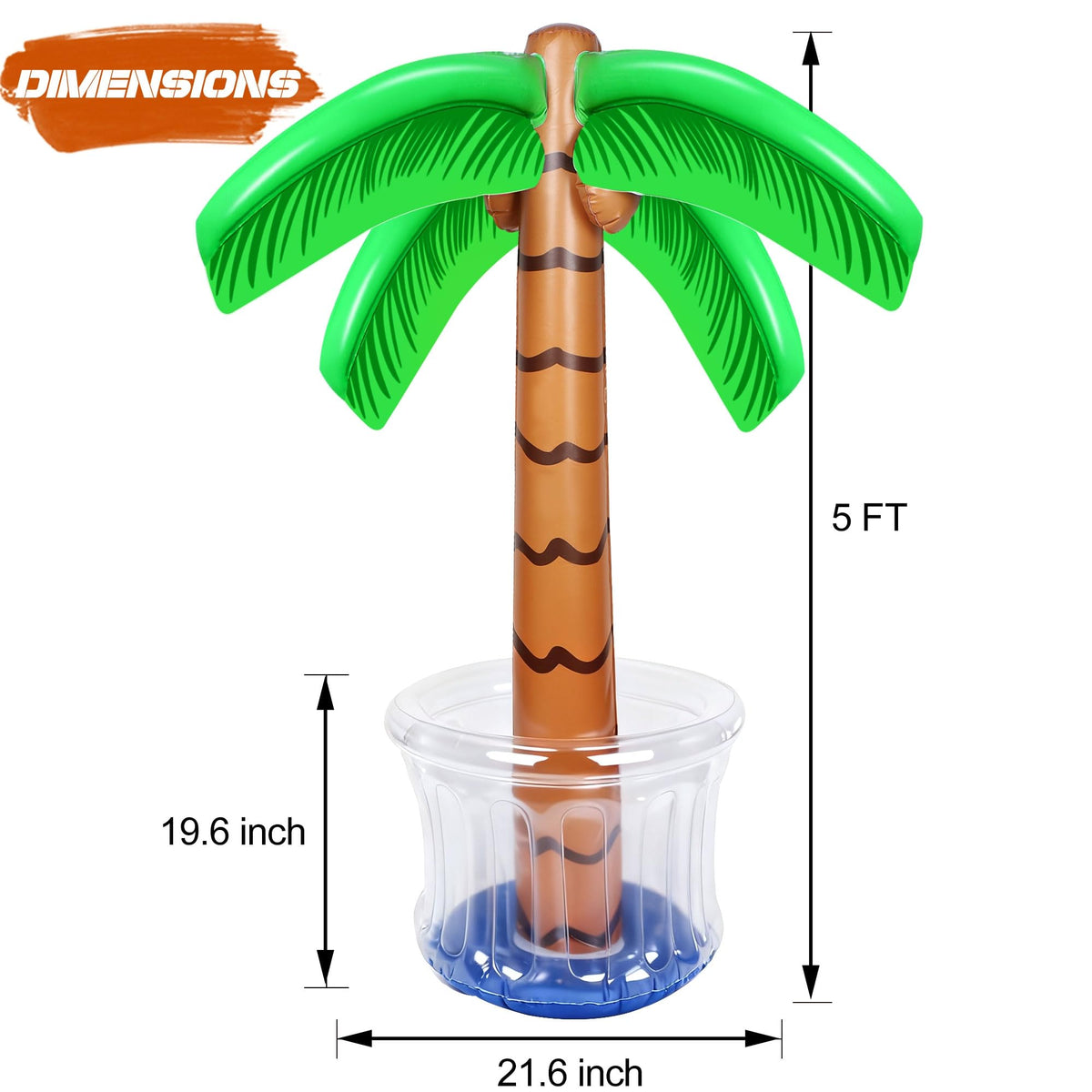 Zcaukya inflatable palm tree cooler shows ample ice and drinks for easy access