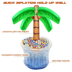Zcaukya palm tree cooler inflatable stand adds tropical pool party decor