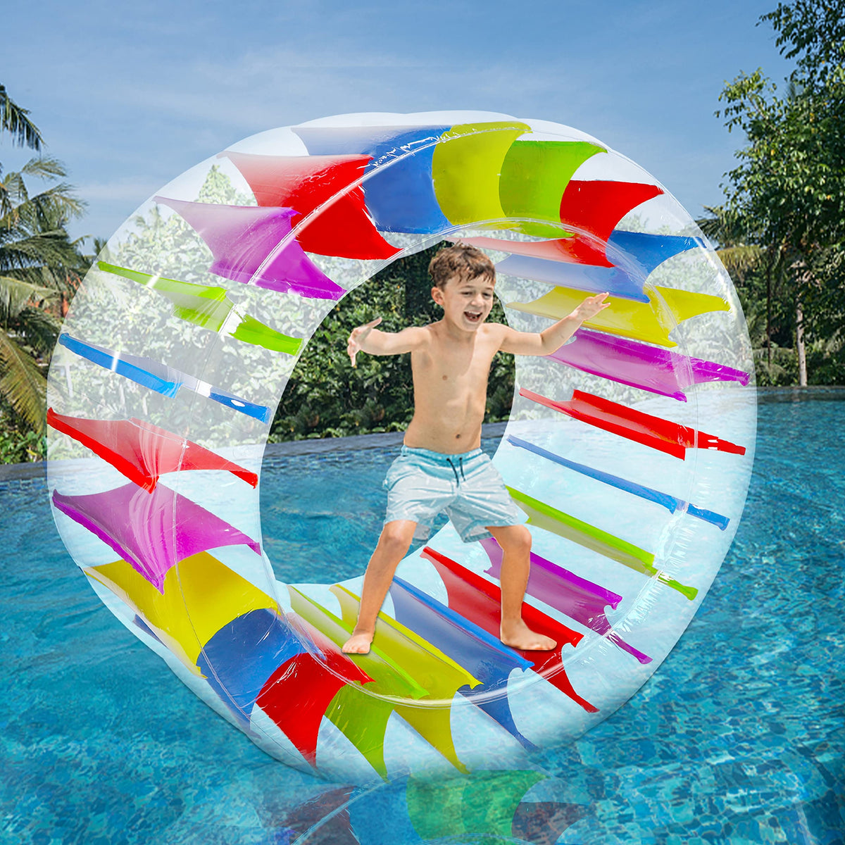 Zcaukya inflatable wheel features easy inflate big hole valve for quick setup.