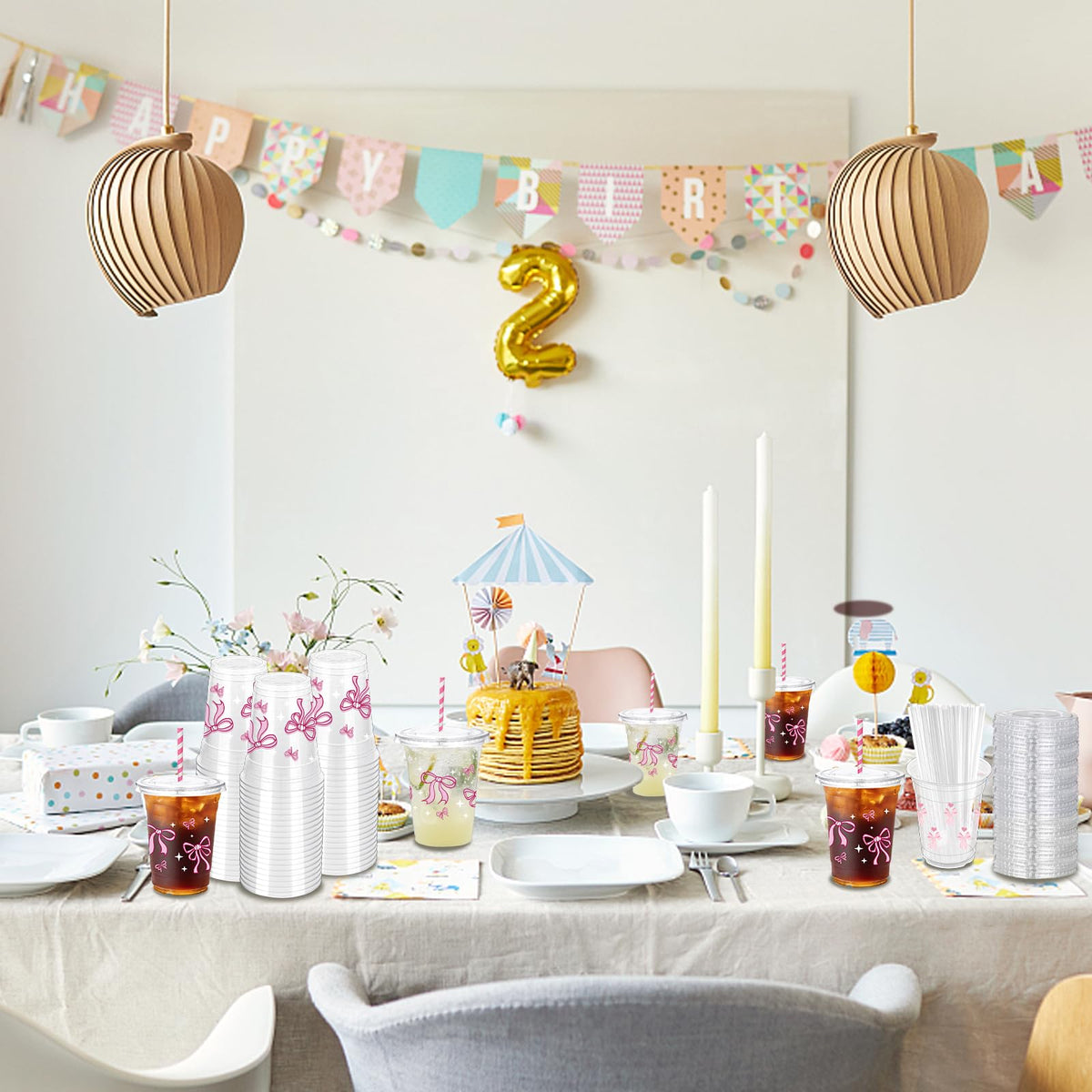 ZCPTZ baby shower cups pair with themed decorations.