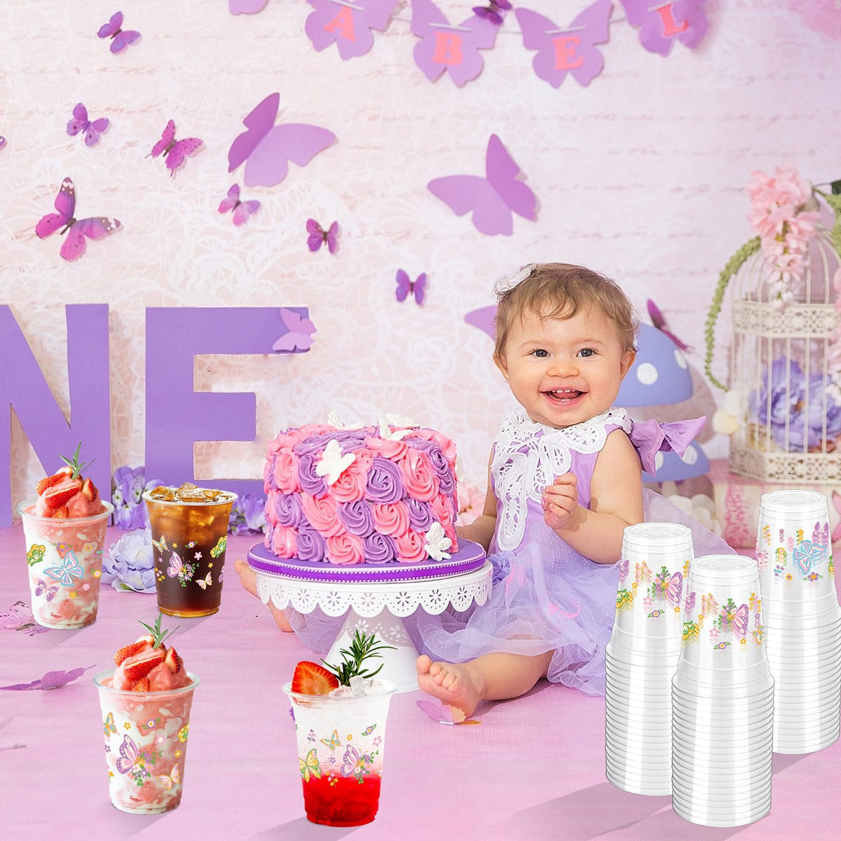 ZCPTZ birthday baby shower cups butterfly for festive gatherings.