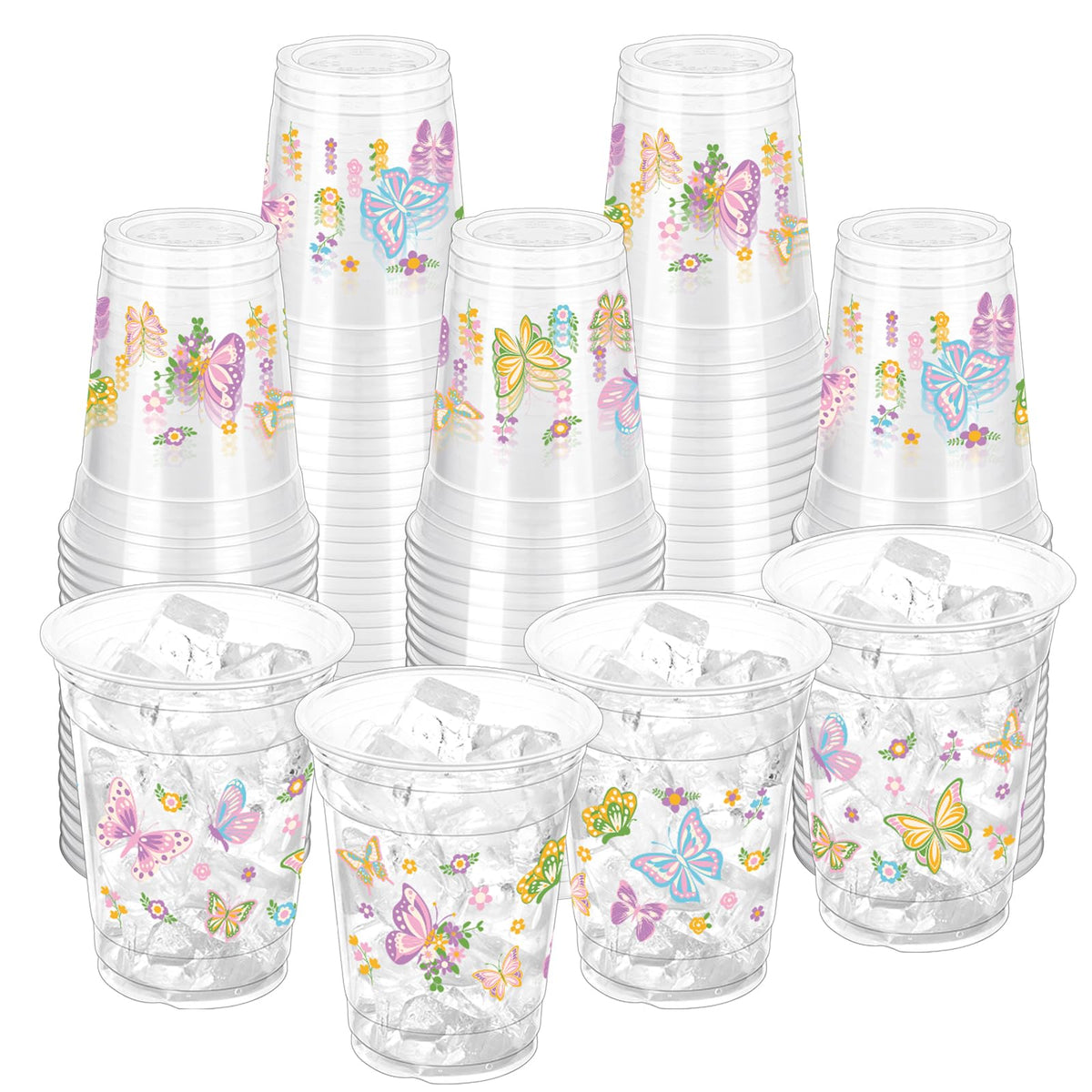 ZCPTZ butterfly cups 12oz clear for easy party service and cleanup.