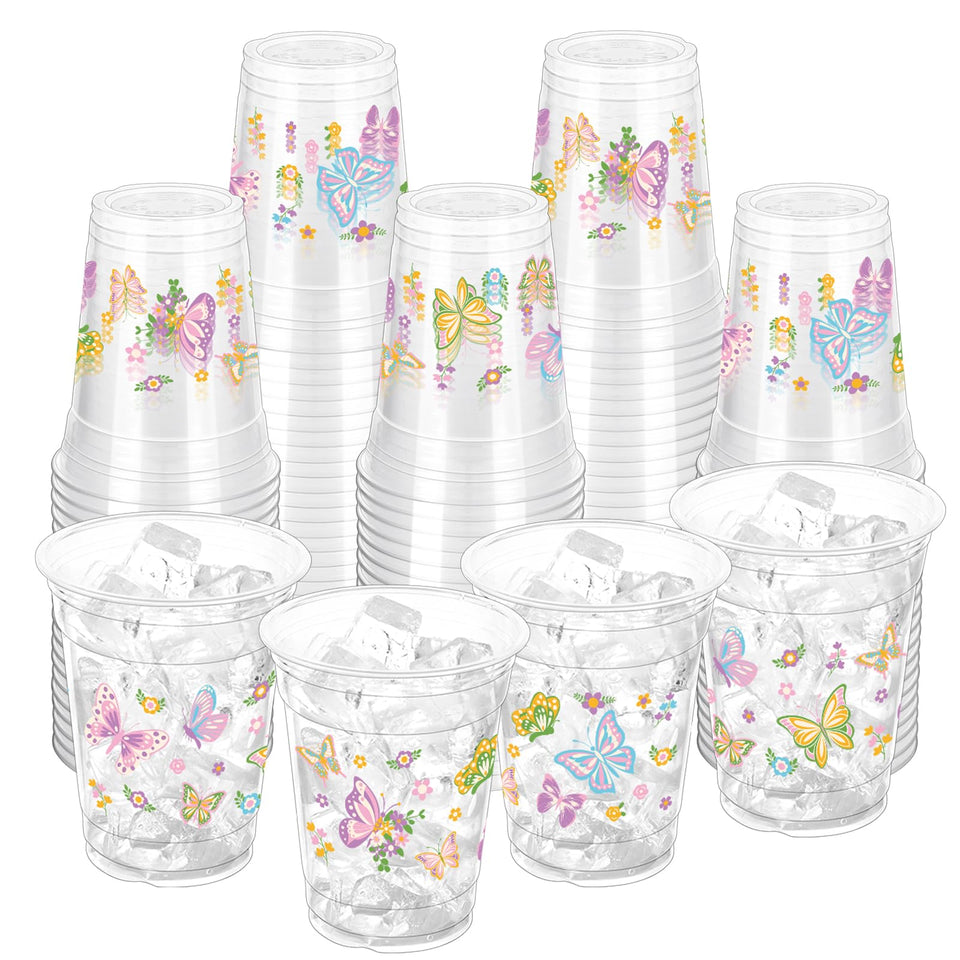 ZCPTZ butterfly cups 12oz clear for easy party service and cleanup.