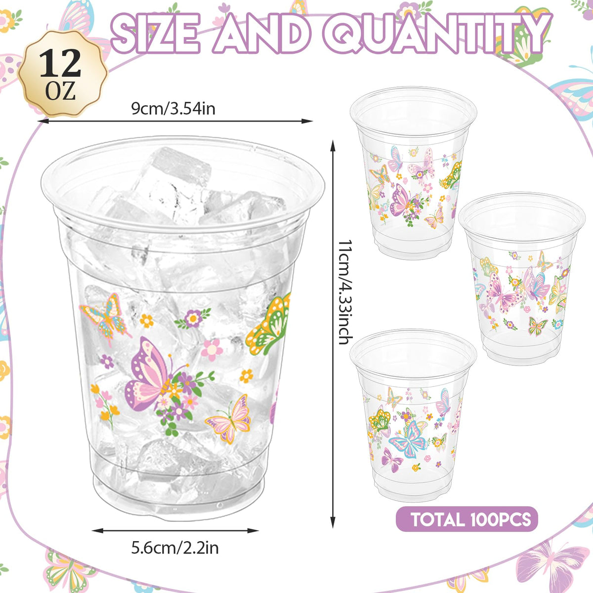 ZCPTZ butterfly-pattern cups disposable for vibrant butterfly-theme celebrations.