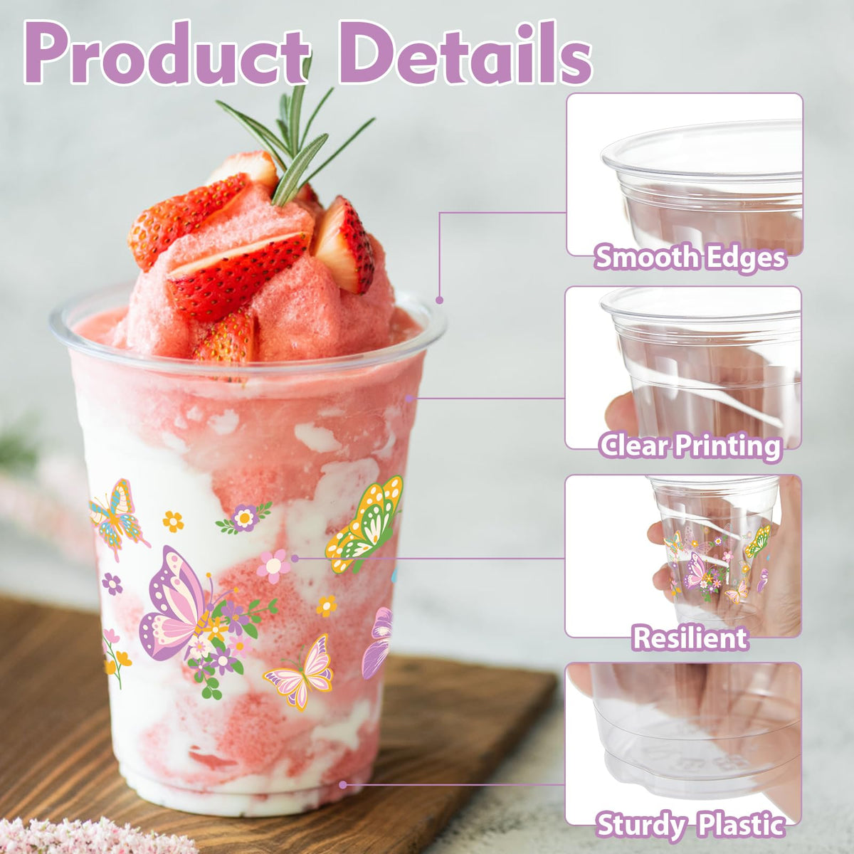 ZCPTZ clear plastic cups with butterfly theme enhance table decor.