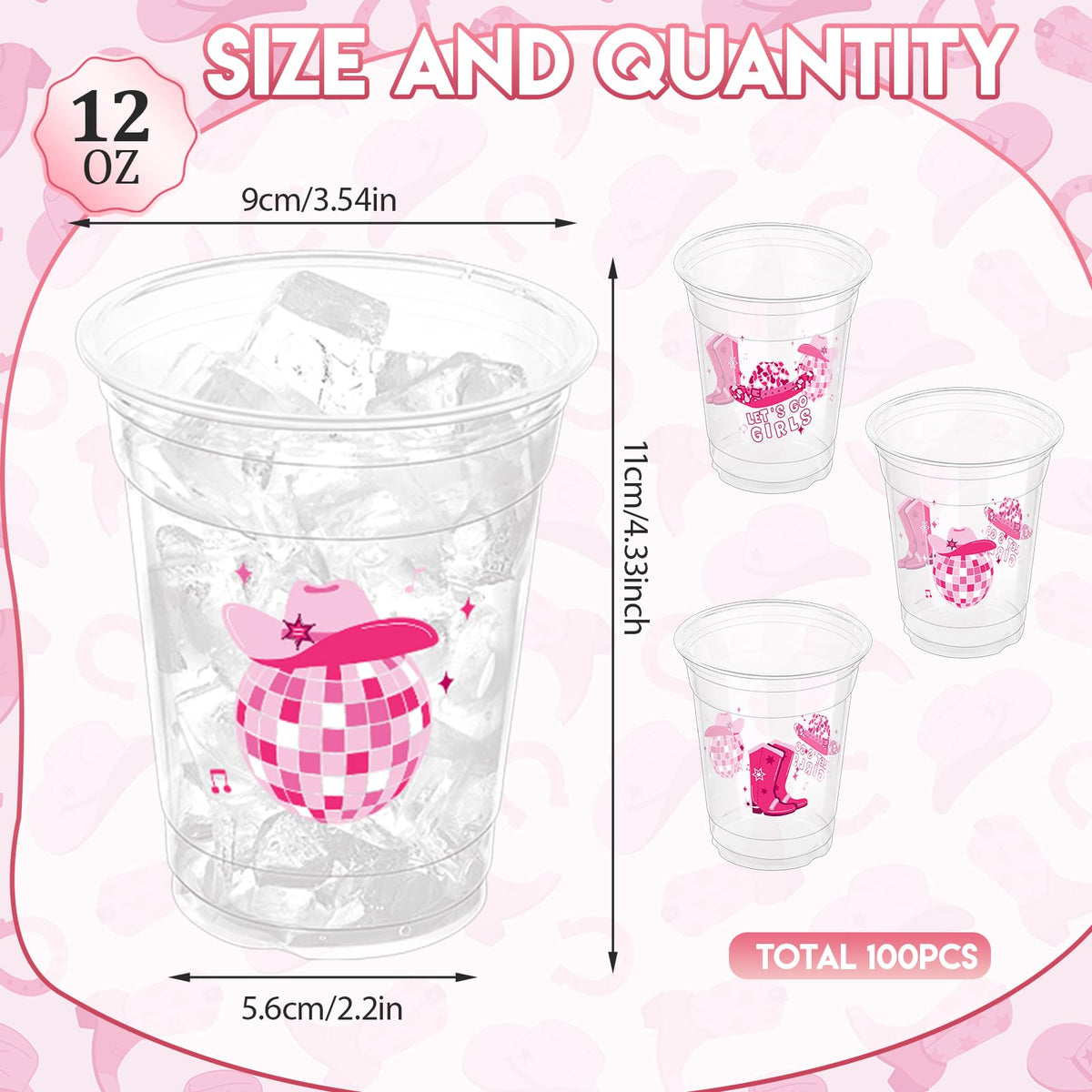 ZCPTZ cowgirl boots pattern cups highlight theme for birthday parties and baby showers.