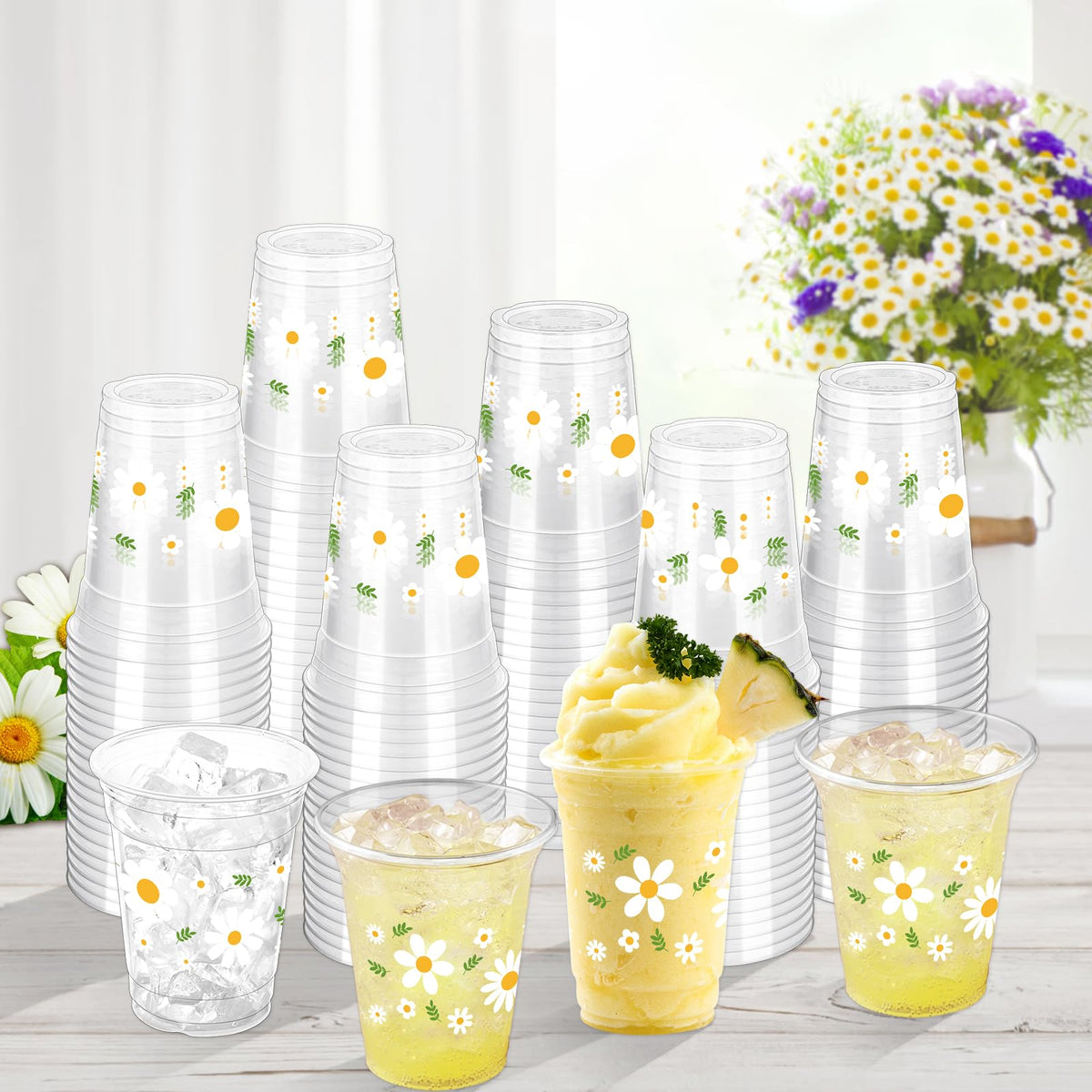ZCPTZ 100-pack cups provide plenty for daisy-themed gatherings.