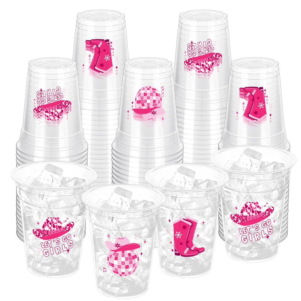 ZCPTZ pink cowgirl disco cups 12oz add festive Western flair for celebrations.