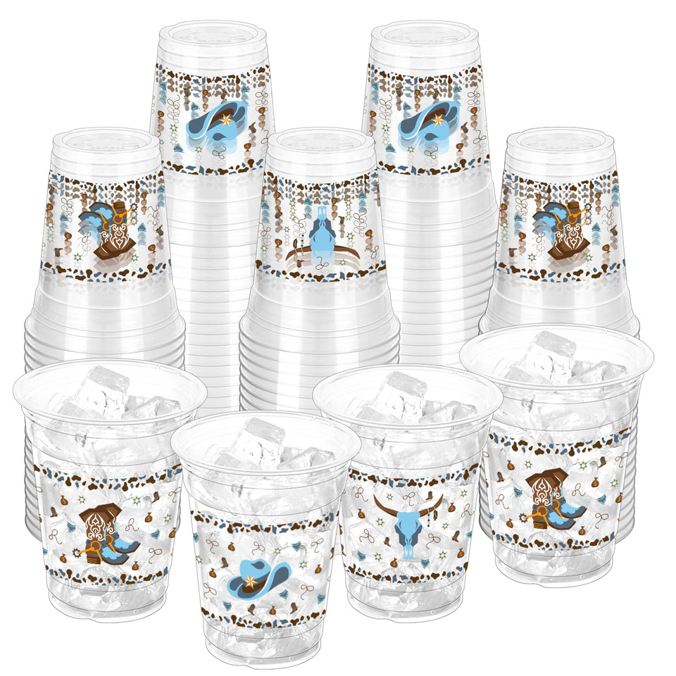 ZCPTZ 12oz blue clear cowboy boot cup for Western parties