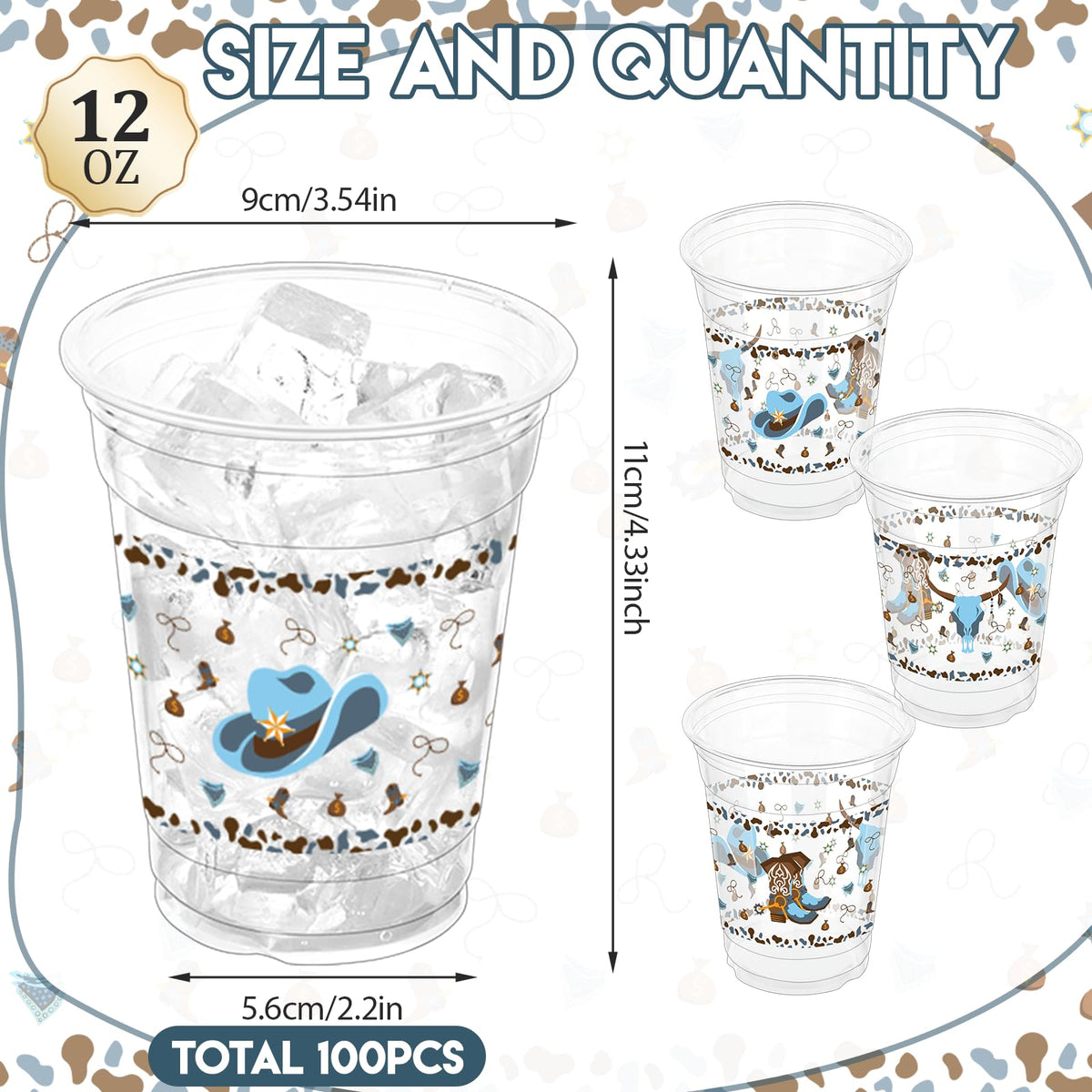 ZCPTZ 12oz blue clear cowboy hat cup for celebrations