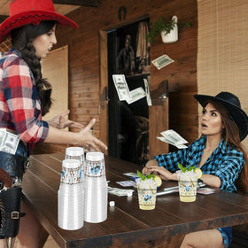 ZCPTZ 12oz blue clear Western pattern cup for events