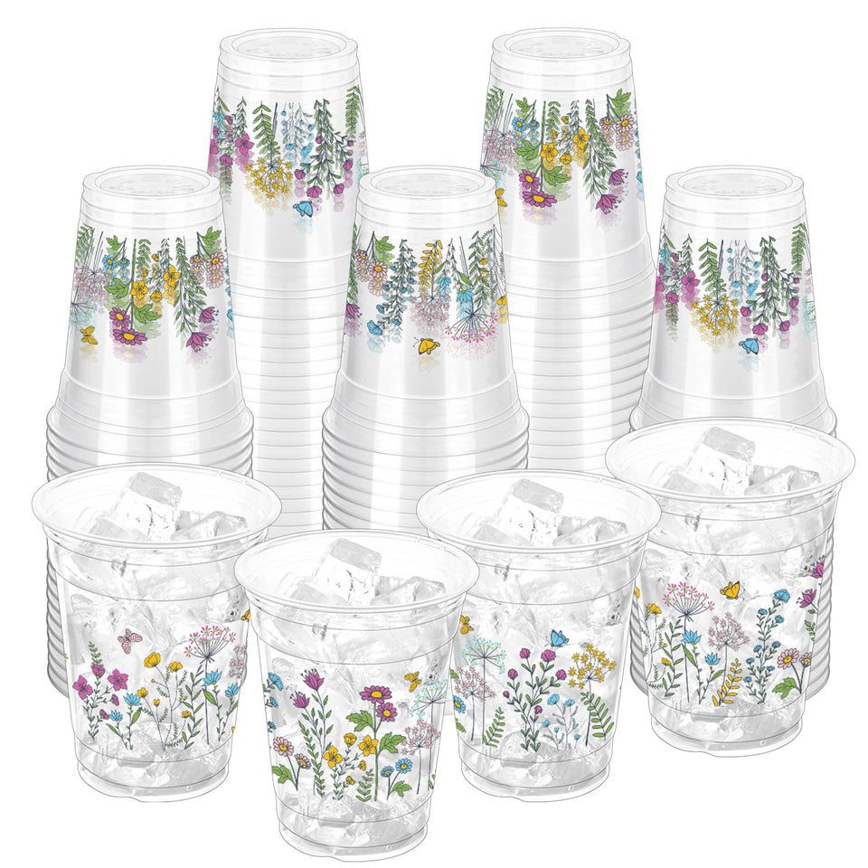 ZCPTZ wildflower cups 12oz with floral pattern for spring parties.