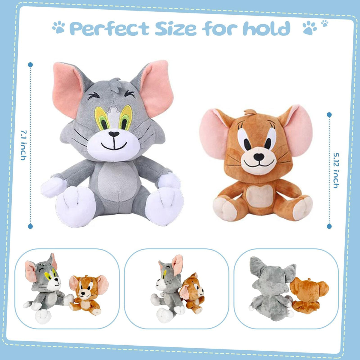 Zcyx0514 Cartoon Cat Plush 7in side view, durable daily friend