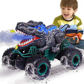 ZDCZ Dinosaur RC car roars with LED mouth for immersive play.