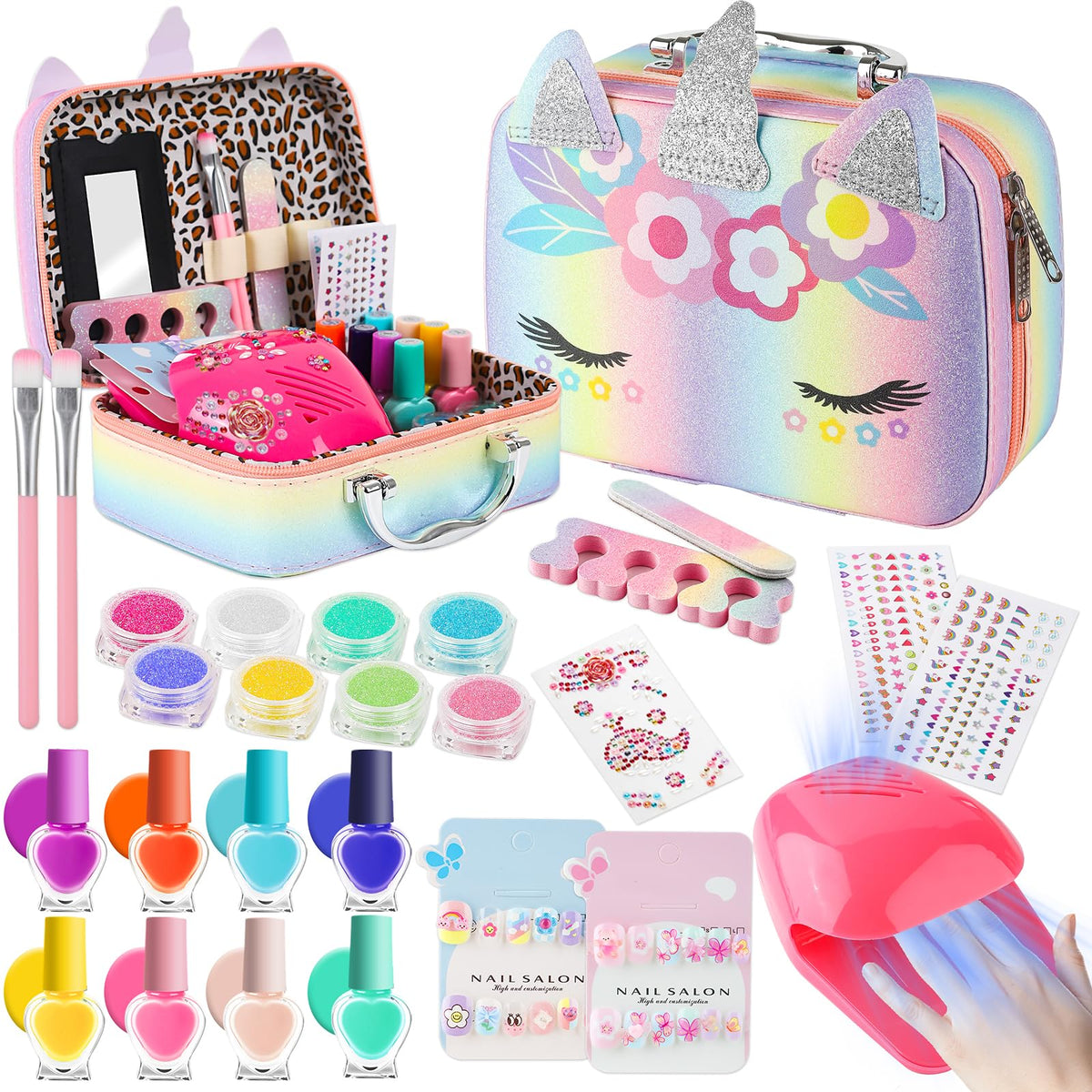 Zdolmy Kids Nail Polish Set pink storage case for organized playtime.