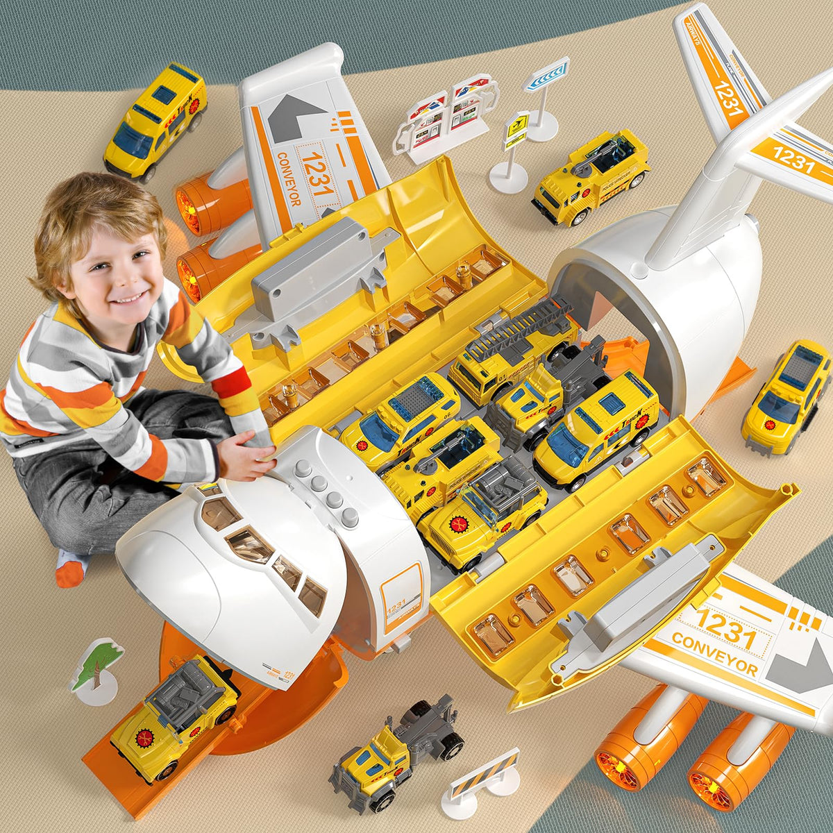 ZDRKWSM airplane toy cabin storage keeps vehicles organized for imaginative play.