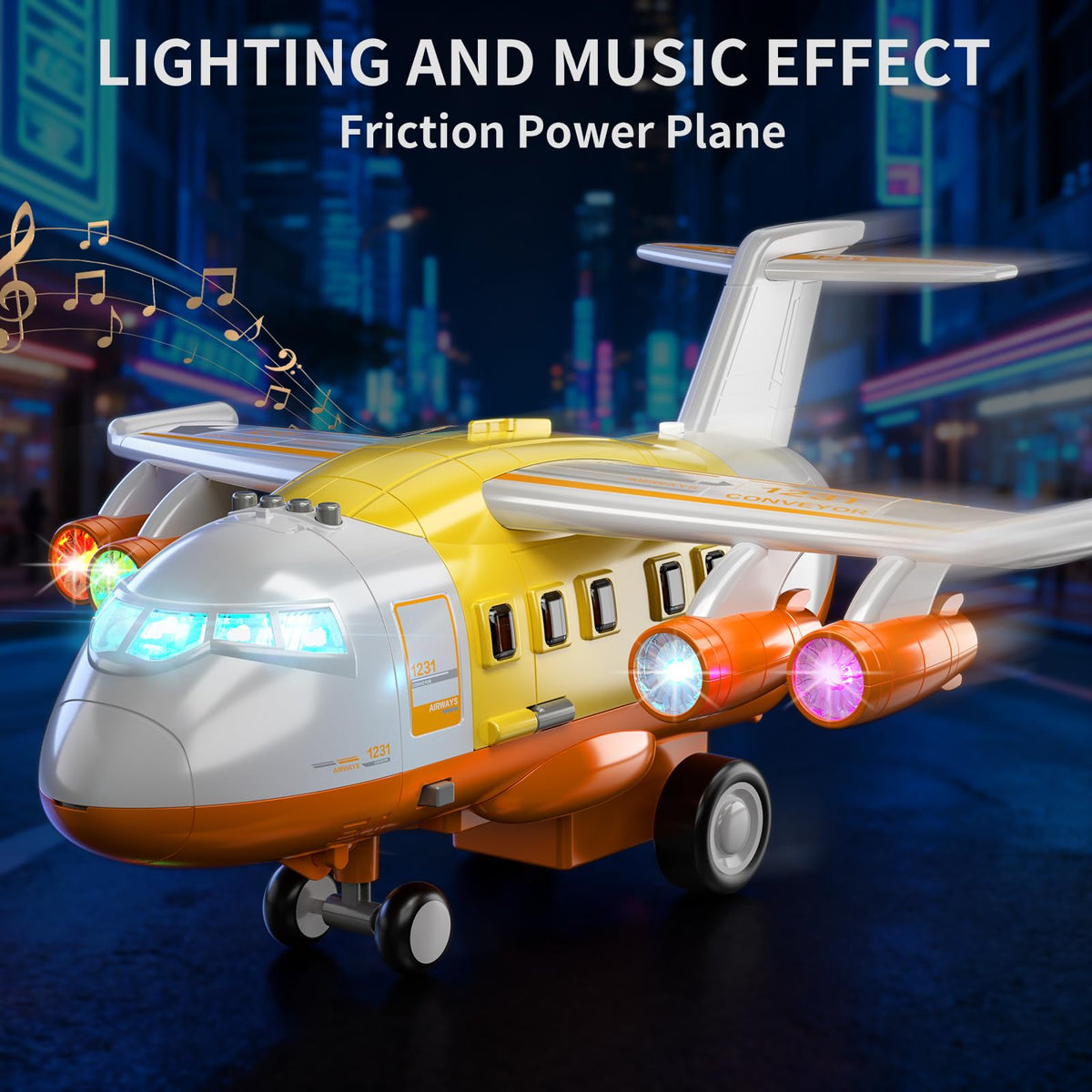 ZDRKWSM airplane toy with two slides allows quick vehicle exits during action play.
