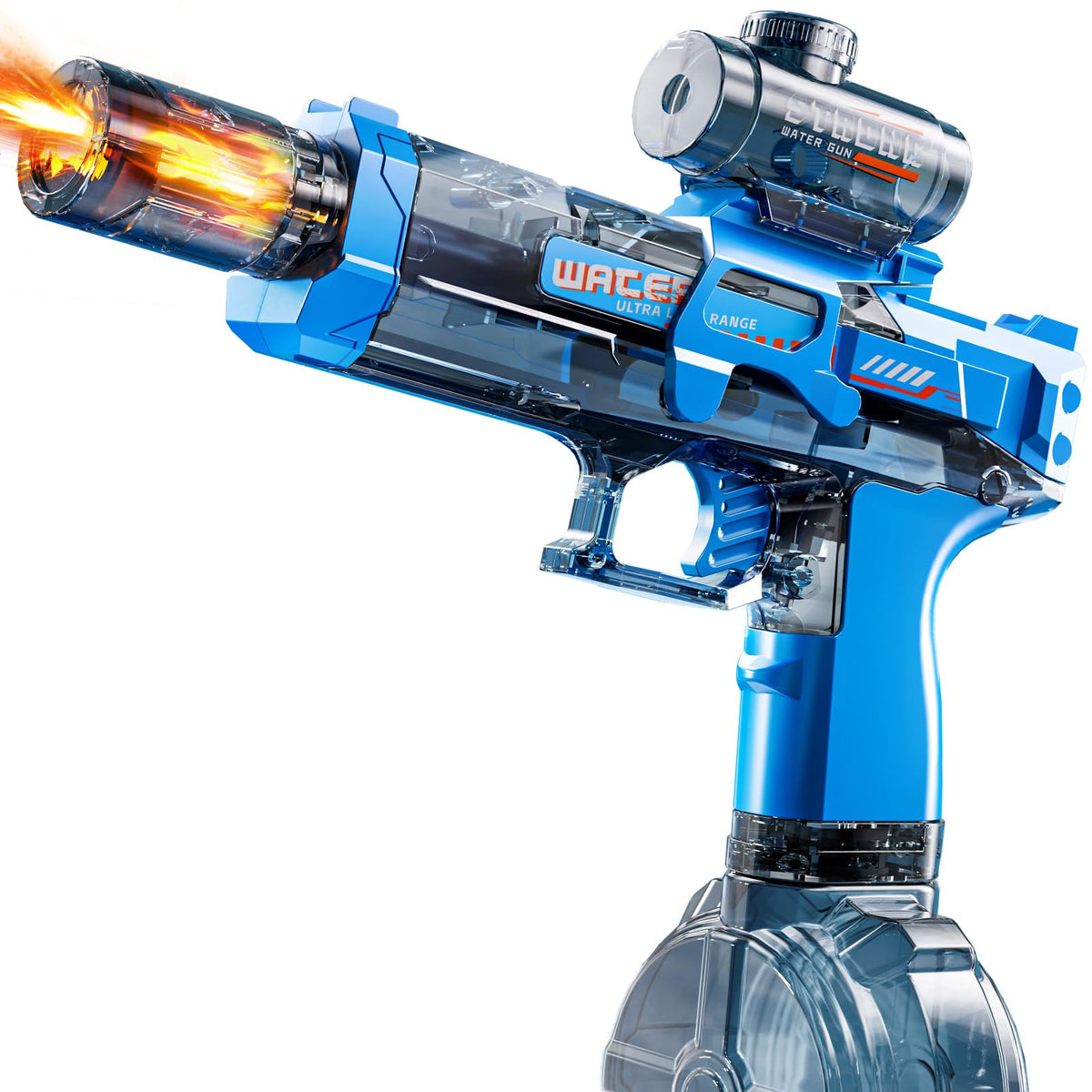 ZDRKWSM electric water gun with flashing muzzle for exciting beach battles.