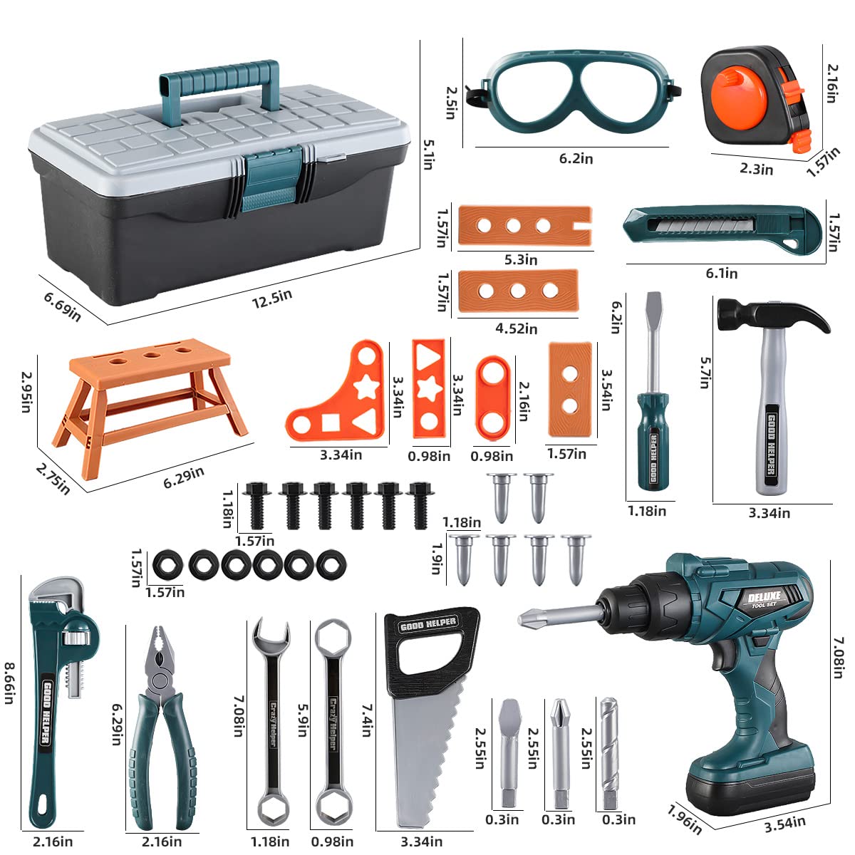 Zealous Toys construction play set encourages problem solving and role-play adventures.