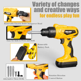 Zealous Toys electric drill interactive action mimicking real tool sounds for imaginative play.