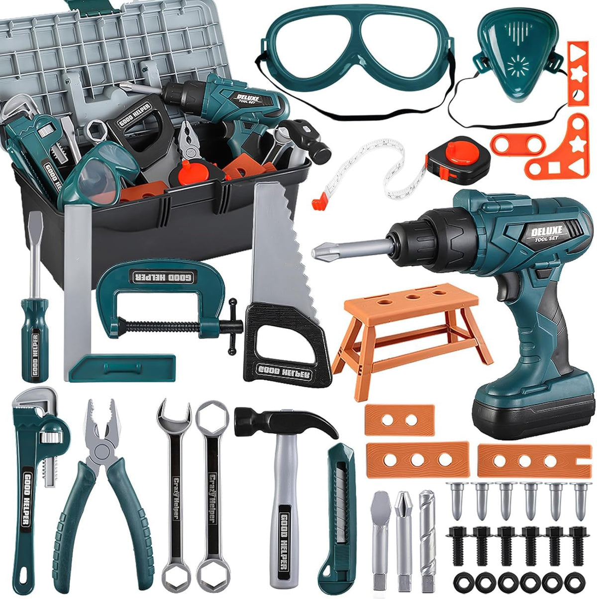 Zealous Toys Kids Tool Box open with tools for imaginative play and early STEM skills.