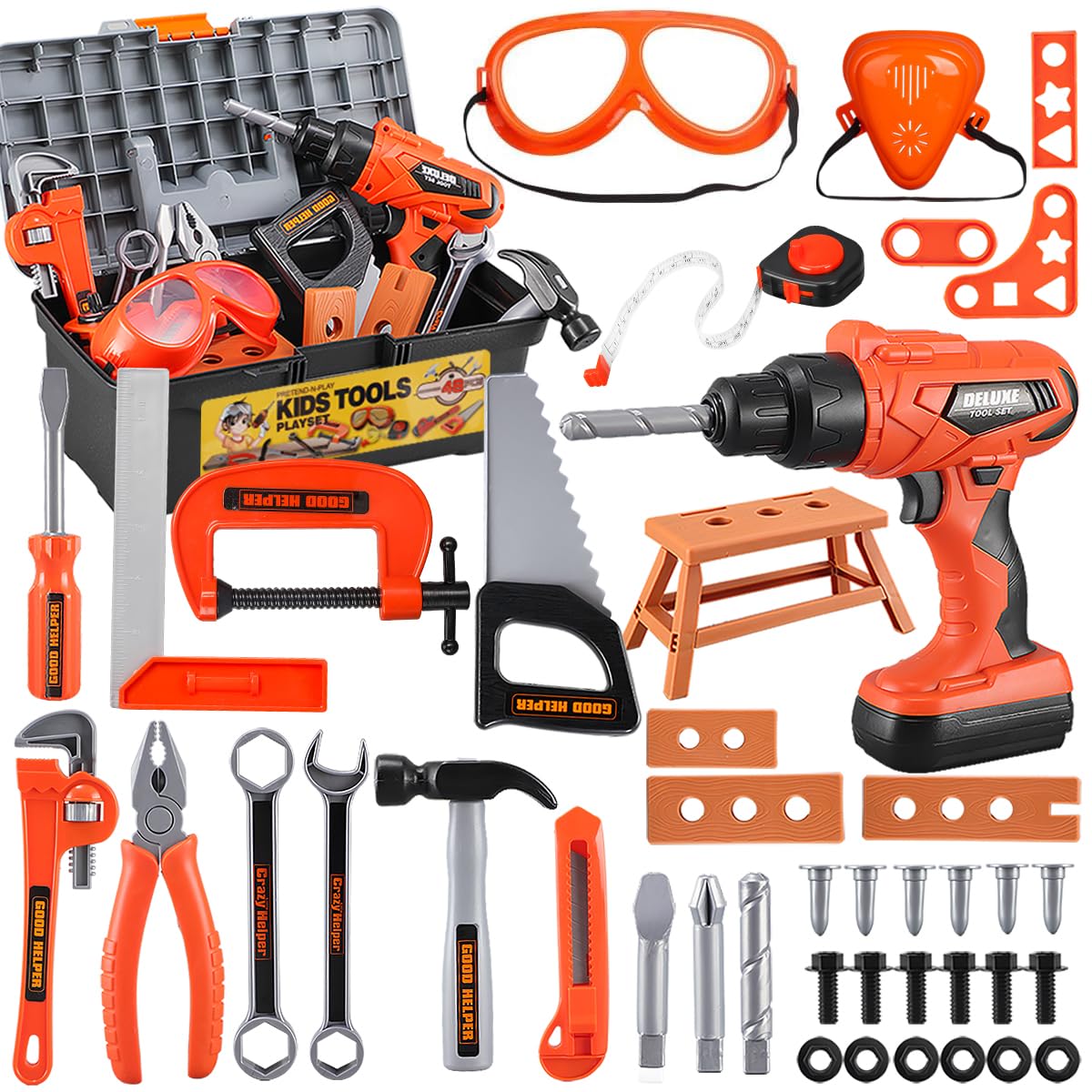 Zealous Toys Kids Tool Set toolbox open for easy storage and pretend play.