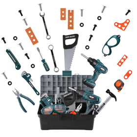 Zealous Toys portable toolbox keeps tools organized and easy to transport.