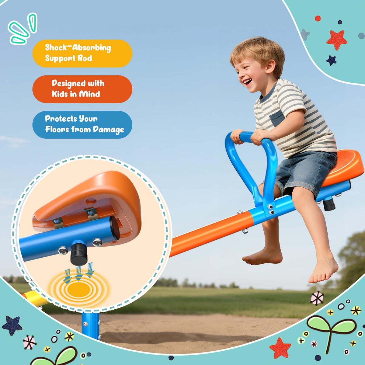 ZeathToits Seesaw 360-degree spin enhances coordination during backyard play