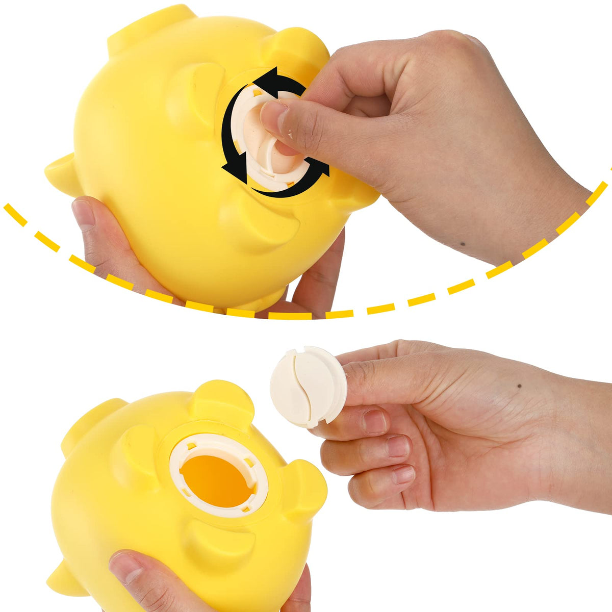 ZEAYEA piggy bank bottom plug for secure coin storage and easy access.