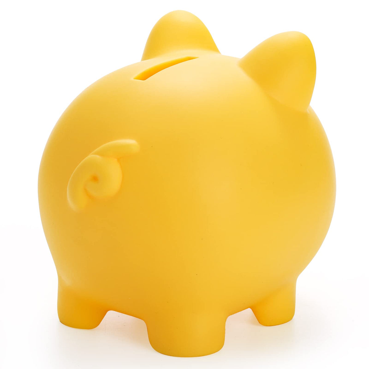 ZEAYEA piggy bank on desk demonstrates compact, space-saving storage.