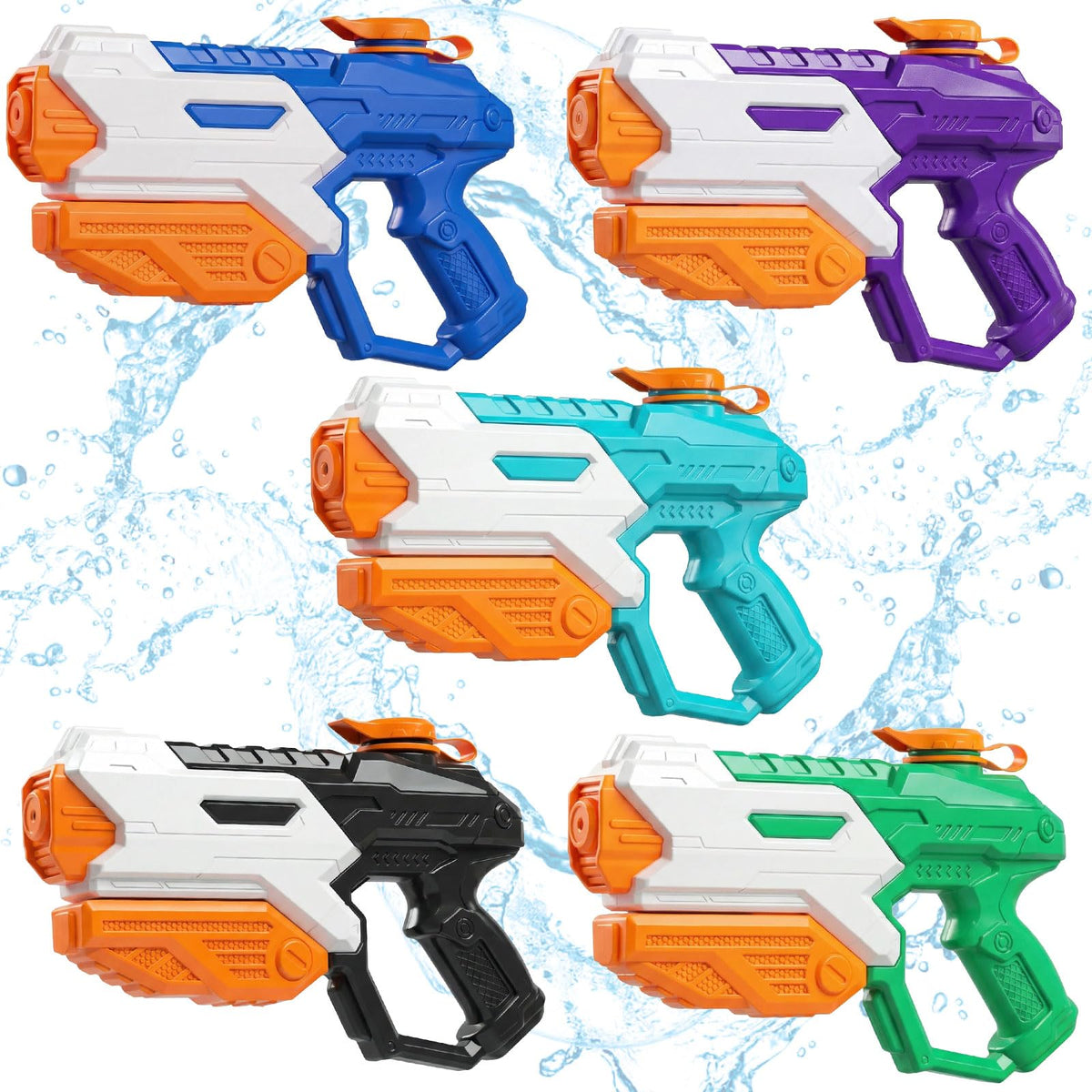 Zebnyya 5-pack water guns in vibrant colors for easy team play.