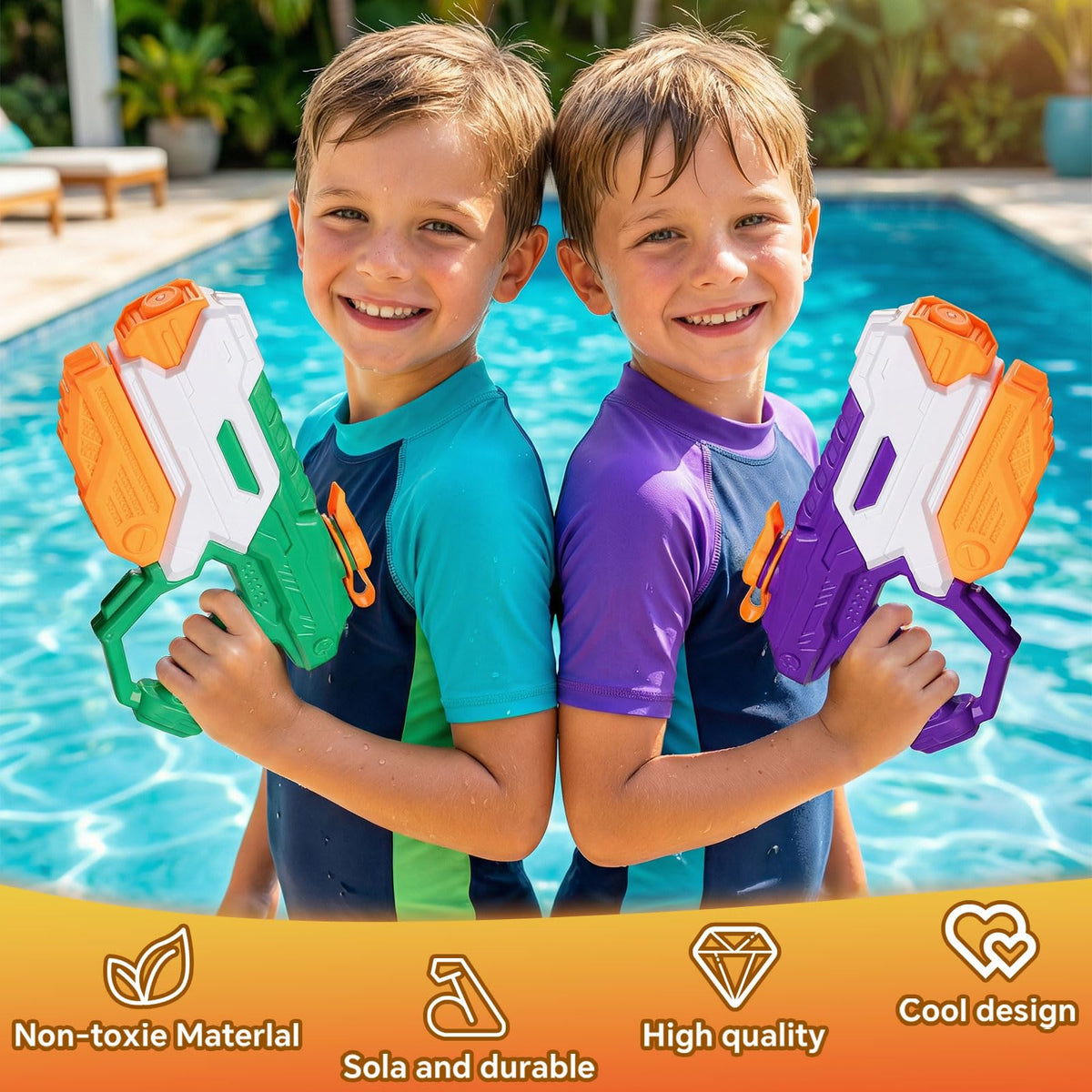 Long-range Zebnyya water blaster adds excitement to outdoor play.