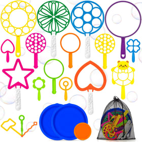 Zecckige 19pcs bubble wands set with colorful shapes for creative outdoor play.