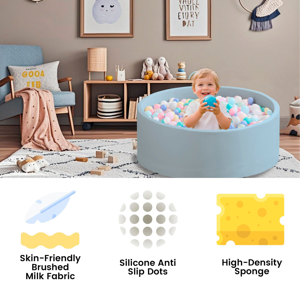 Zedachica Ball Pit reduces noise for home or daycare use.
