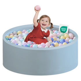 Zedachica Ball Pit soft memory foam round provides a safe toddler play space.