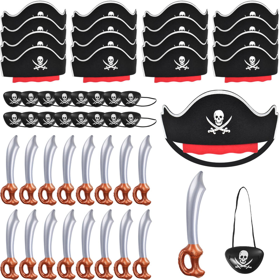 Zeedix pirate hats 16-pack, soft felt for comfortable costume play