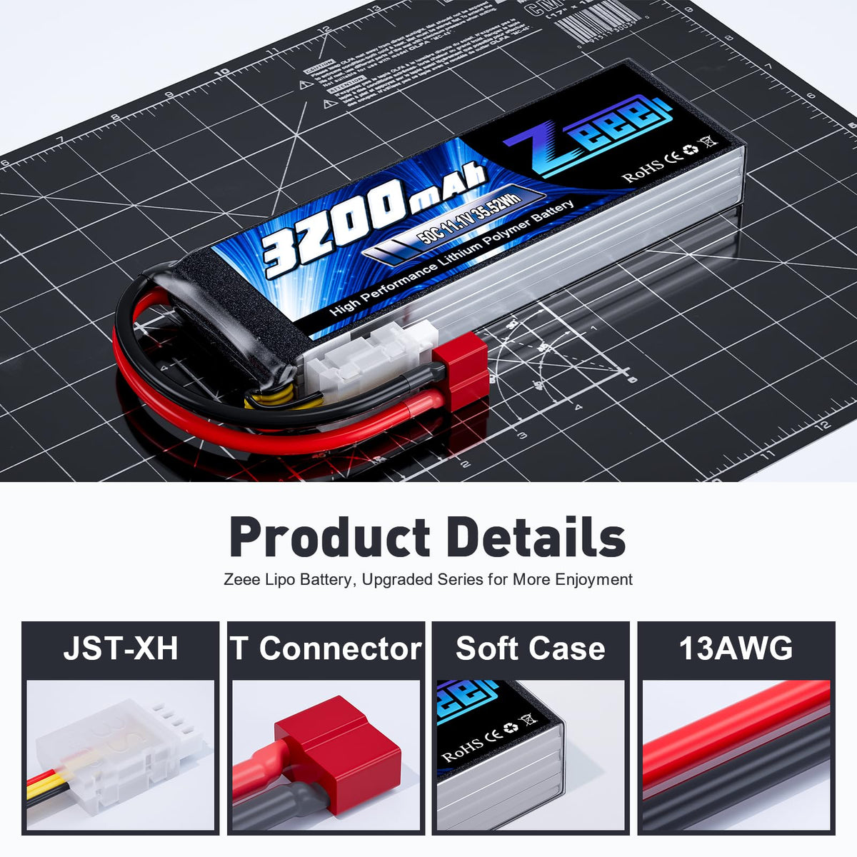 Zeee 11.1V 3200mAh LiPo capacity for gliders and FPV drones